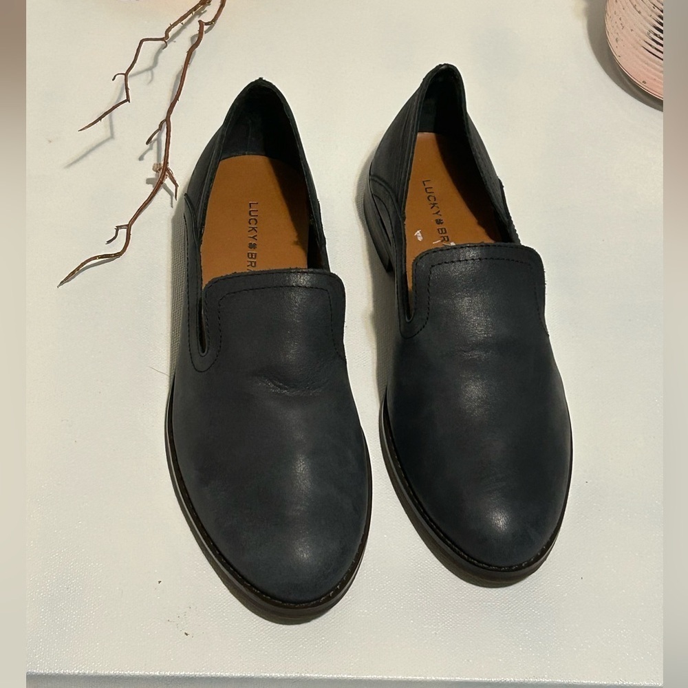 Lucky Brand Women Dark Leather Slip-Ons